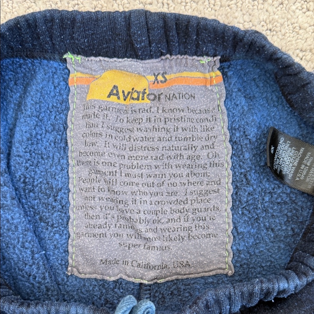 Aviator Nation Blue Fleece-Lined Sweatpants - Picture 2 of 3